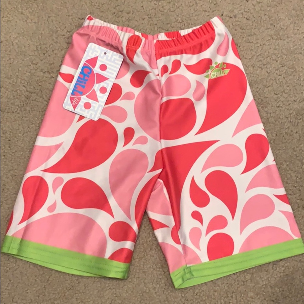 girls lacrosse pink print compression shorts